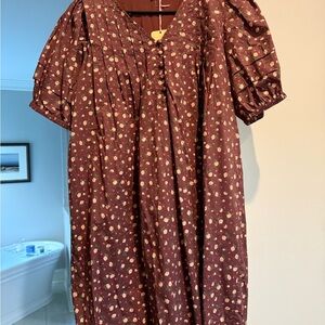 Entro Brown and Cream Floral Midi Dress